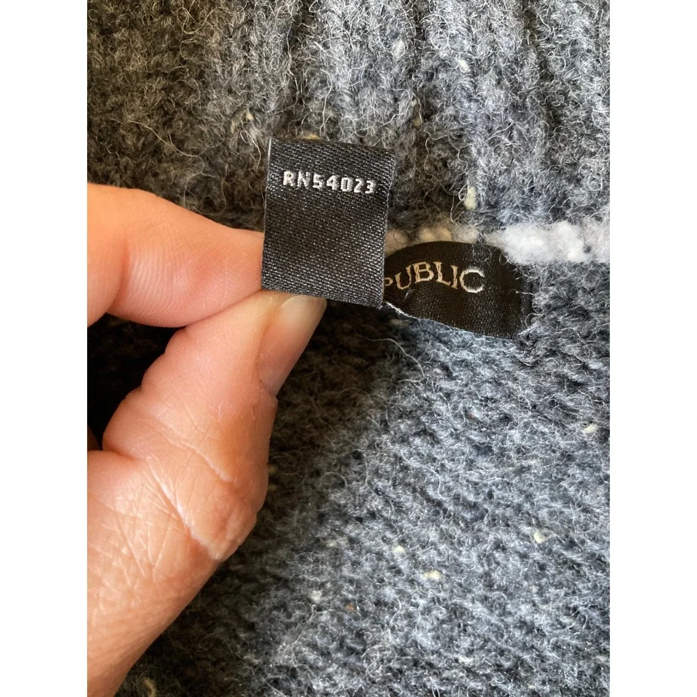 Banana Republic Mens XL Gray Wool‎ Silk Blend Striped Donegal Mock Neck Sweater